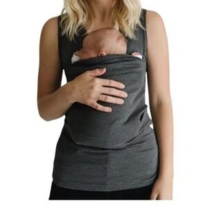Lalabu Soothe Shirt Tank Top  Womens Small Gray Front Pouch Nursing Babywearing